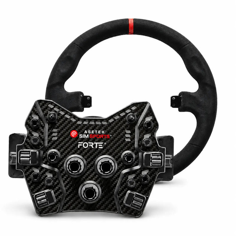 Asetek SimSports Forte GT Button Box (Black, Aluminum) – Forte GT Button Box + GT Rim - Round Comfort+