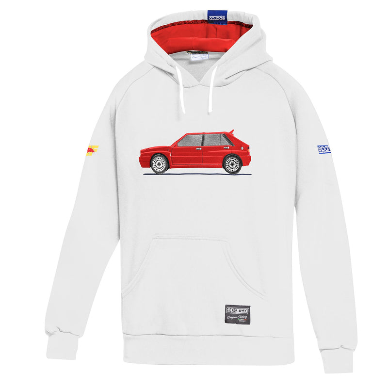 Sparco Lancia HF Delta Hoodie — White/Red — front