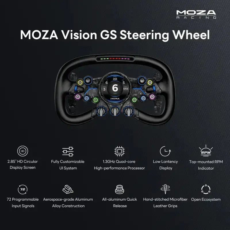 MOZA R9 Direct Drive Wheel Base - V3 + Vision GS Steering Wheel Bundle - Sim Race Webshop B.V.