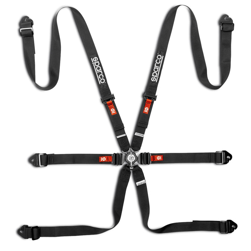 Sparco Competition H-2 Pull-Down Steel 6-Point Harness — Black