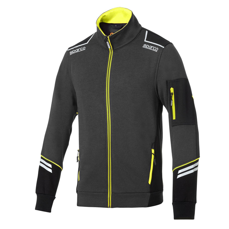 Sparco Tech Alabama Full-Zip Sweatshirt —  grigio scuro / giallo fluo
