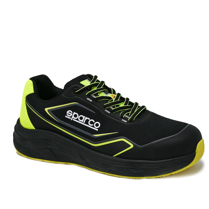 Sparco Safety Shoes S1PS Teamwork Luton ESD Sneaker Unisex Black/Fluorescent Green — Black/Yellow fluo