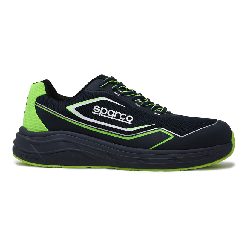Sparco Safety Shoes S1PS Teamwork Willen ESD Sneaker Unisex Blue/Fluorescent Green — Navy blue / Fluorescent green