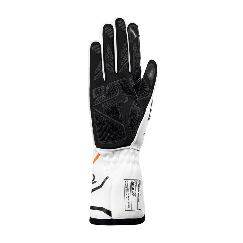 Sparco K-Tide+ Karting Gloves — White/Fluorescent orange